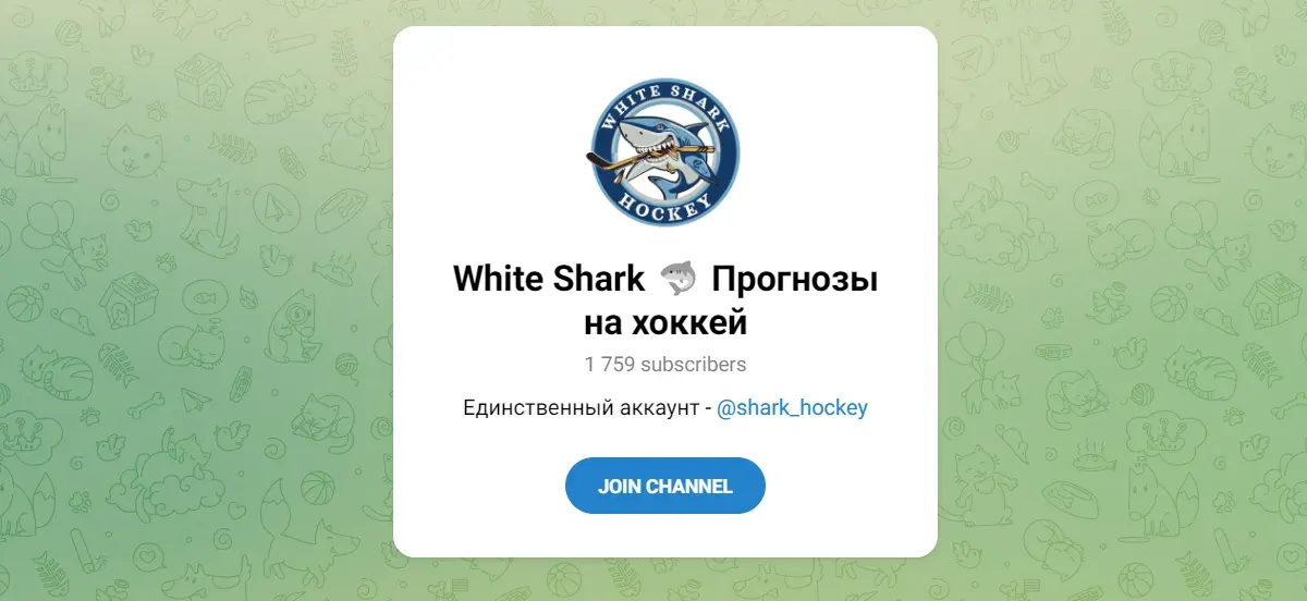 Группа VK и канал Telegram White Shark | Прогнозы на хоккей – отзывы о Сергее Шарк 1 1111